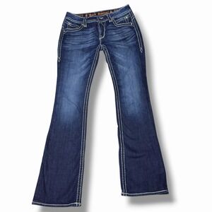 Rock Revival Amy Women Size 31 Blue Embellished Rhinestones Boot  Stretch Jeans